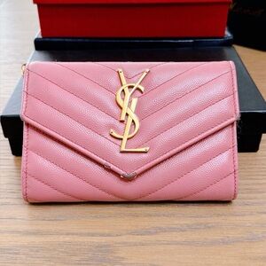 Yves Saint Laurent Pink Quilted Leather Wallet